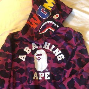 A Bathing Ape Hoodie (medium) ABA Pink/Purple tones